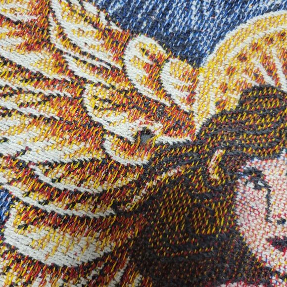 The Edith Collection Angels Throw Burgundy Blue Pink Red Beautiful 51” x 43 - Picture 5 of 7